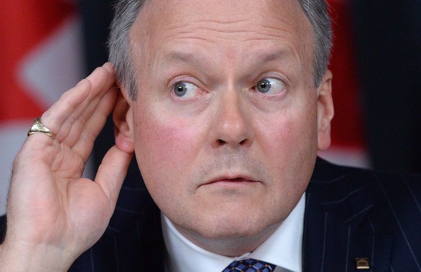 Bank of Canada Governor Stephen Poloz listens to a question as he holds a new conference at the National Press Theatre in Ottawa on Wednesday, April 13, 2016. THE CANADIAN PRESS/Sean Kilpatrick