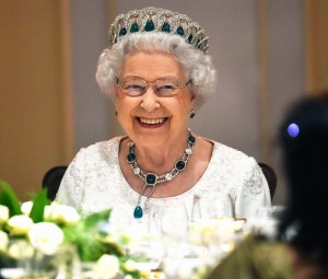 Britain's Queen Elizabeth smiles as she attends a dinner at the Corinthia Palace Hotel during the Commonwealth Heads of State Meeting in Attard Malta on november 27, 2015. Photo by Toby Melville/PA/ABACAPRESS.COM